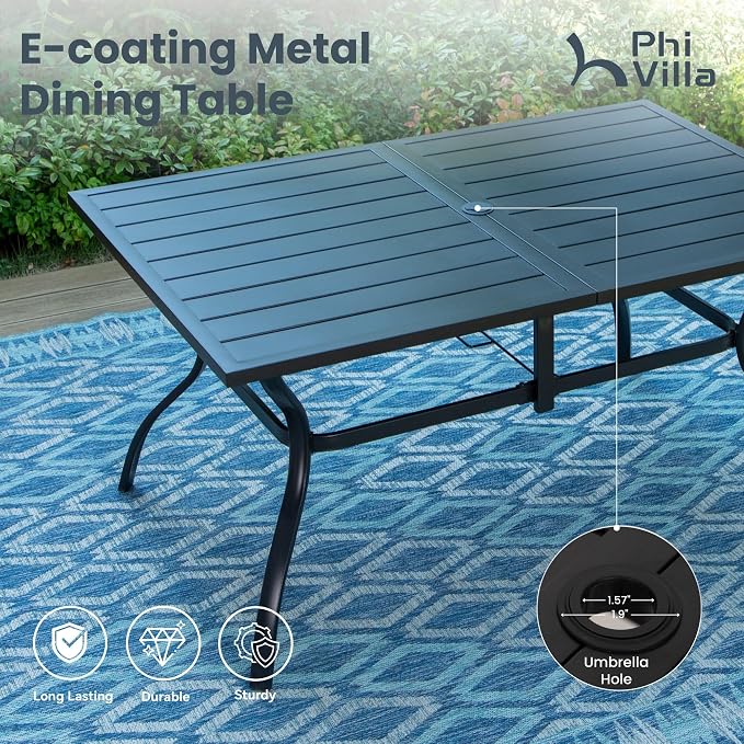 PHI VILLA 7 PCS Patio Dining Set, Outdoor Table & Chairs Set - Image 6