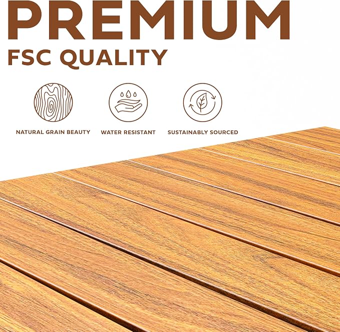 Melino Wooden Folding Outdoor Side Table 18x16x16 in, FSC Certified Acacia Wood - Image 8