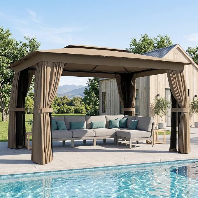 Outsunny 10' x 12' Outdoor Patio Gazebo, Heavy Duty Gazebo Canopy Shelter by Outsunny