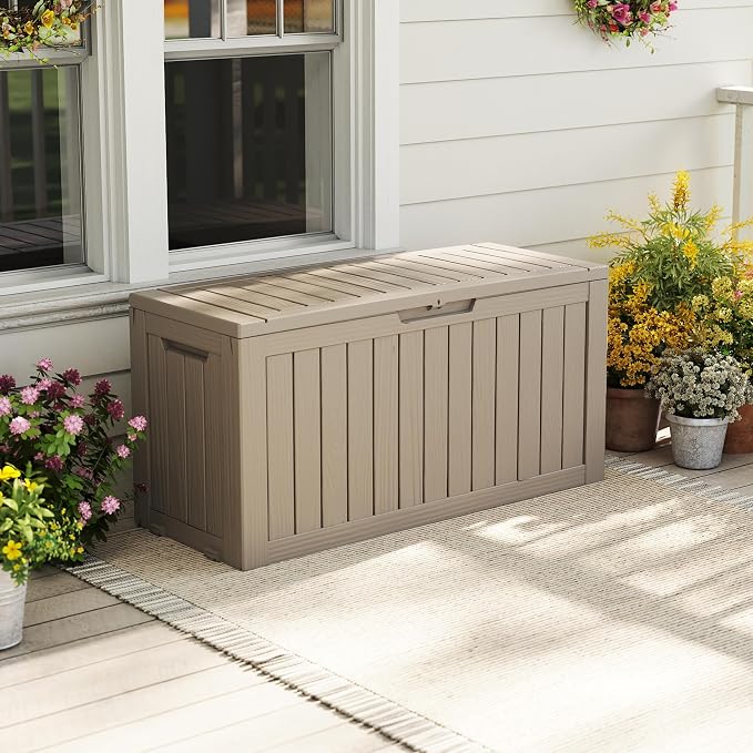 EasyUp 85 Gallon Outdoor Storage Box, Resin Waterproof UV-Resistant Deck Box - Image 7