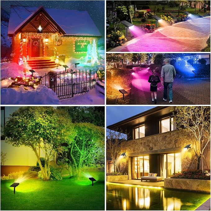 Solar Color Changing Spot Lights Outdoor, 9 Lighting Modes Solar Powered - Image 7