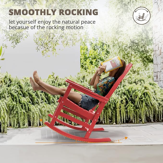 LUE BONA Outdoor Rocking Chairs Set of 2, HDPS Porch Rocker - Image 9