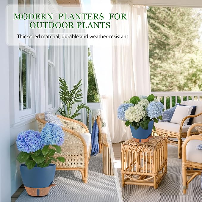 Self Watering Pots for Inoor Ourdoor Plants 10/9/8/7/6.5 Inch Plastic Planters - Image 6