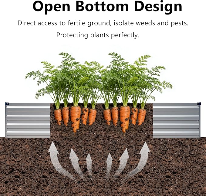 8x2x1 ft Galvanized Raised Garden Bed, Outdoor Planter Box Metal Patio Kit - Image 4