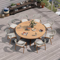 PURPLE LEAF 9 Pieces Round Patio Dining Set Outdoor Furniture by PURPLELEAF