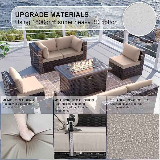 Kullavik 8 Pieces Outdoor Patio Furniture Set - Image 6