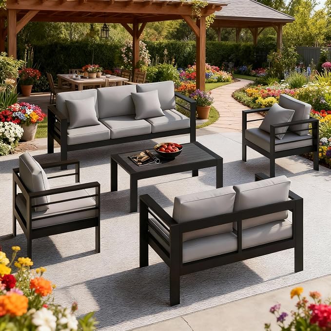 All-Weather Aluminum Outdoor Coffee Table, Modern Coffee Table - Image 7