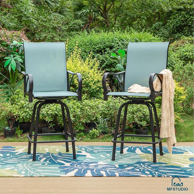 MFSTUDIO Outdoor Bar Stools Set of 2, Swivel Bar Height Patio Chairs Outdoor - Image 8