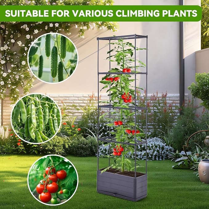 GENMOUS 2 Pack Rectangle 4 Tier Tomato Planter, Raised Garden Bed Tall 45'' - Image 6