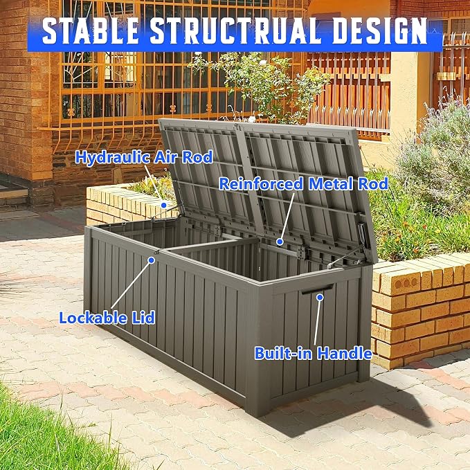 Outdoor Storage Box, Resin Deck Boxes Indoor and outdoor, Waterproof Storage - Image 3