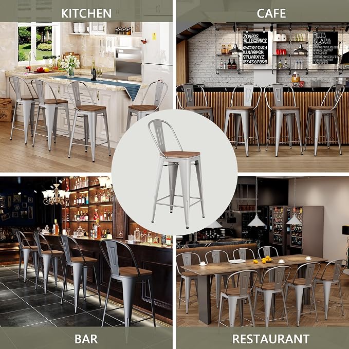 Yongqiang 26 inch Bar Stools Set of 4 Kitchen Counter Height Bar Chairs Modern - Image 7