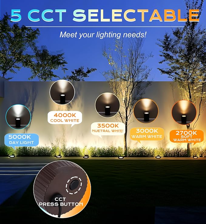 CLOUDY BAY 9W LED Landscape Well Lights, 2700K/3000K/3500K/4000K/5000K - Image 6