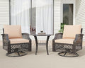 HOMREST 3 Piece Outdoor Swivel Chair Set, Wicker Patio Bistro Set by HOMREST