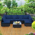 Tangkula 7-Piece Patio Furniture Set, Outdoor Sectional Wicker Sofa by TANGKULA