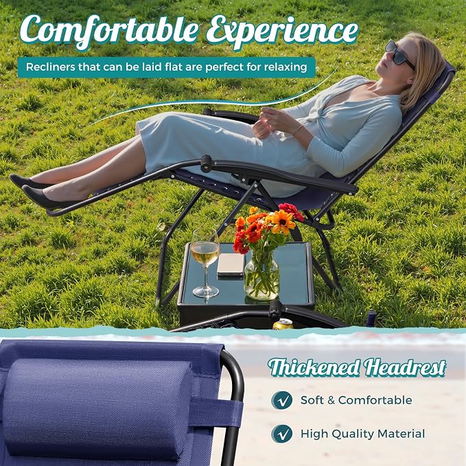 Homall Zero Gravity Chair Patio Folding Lawn Outdoor Lounge Gravity Camp - Image 5