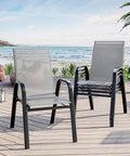 Outdoor Stackable Dining Chairs Set of 4, High-Back Patio Stacking Chairs by Unknown