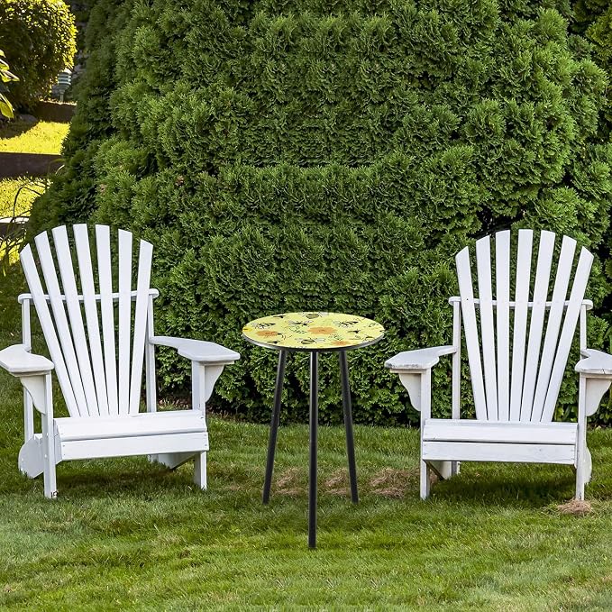 Metal Outdoor Side Tables Set of Two Small Outside Round End Table - Image 2