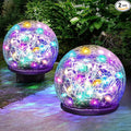 Solar Garden Lights, 2 Pack 80 LED Multicolor Cracked Glass Solar Outdoor by Keevvon