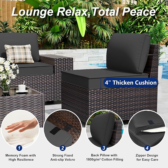 Outdoor Patio Furniture Set, 6 Pieces Outdoor Sectional Furniture High Backrest - Image 4