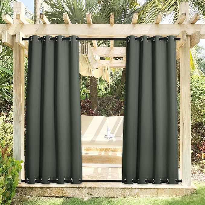 NICETOWN Outdoor Curtains 2 Panels Bottom Weighted - Image 2
