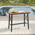 VICLLAX Patio Bar Table Rectangle Outdoor Counter Height Dining Table by HOME
