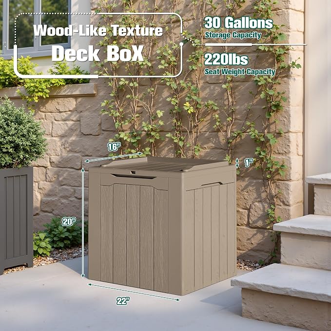 Devoko 30 Gallon Resin Deck Box 2 Pack Outdoor Indoor Waterproof Storage Box - Image 7