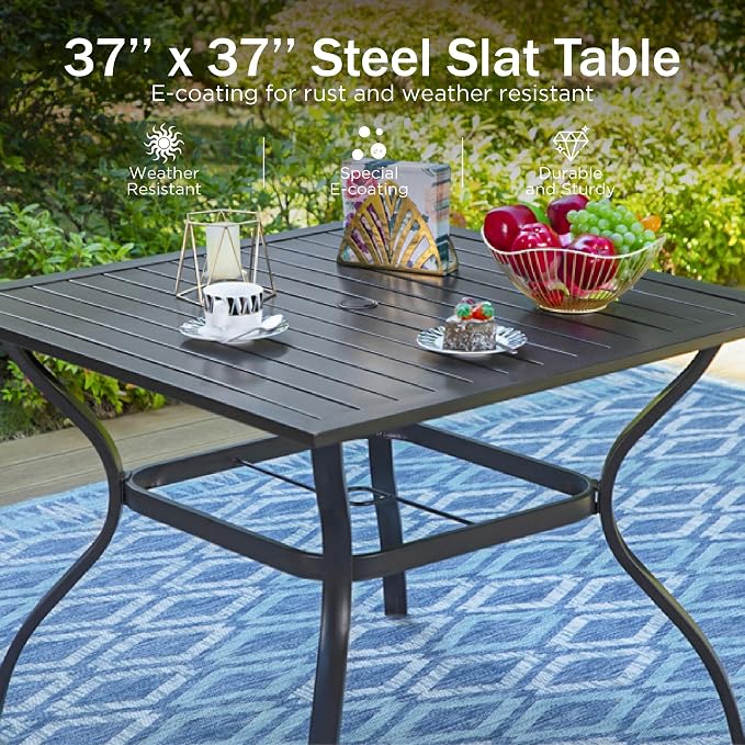 PHI VILLA 5 pcs Patio Dining Table and Chairs, 4 Outdoor Dining Chairs and - Image 6