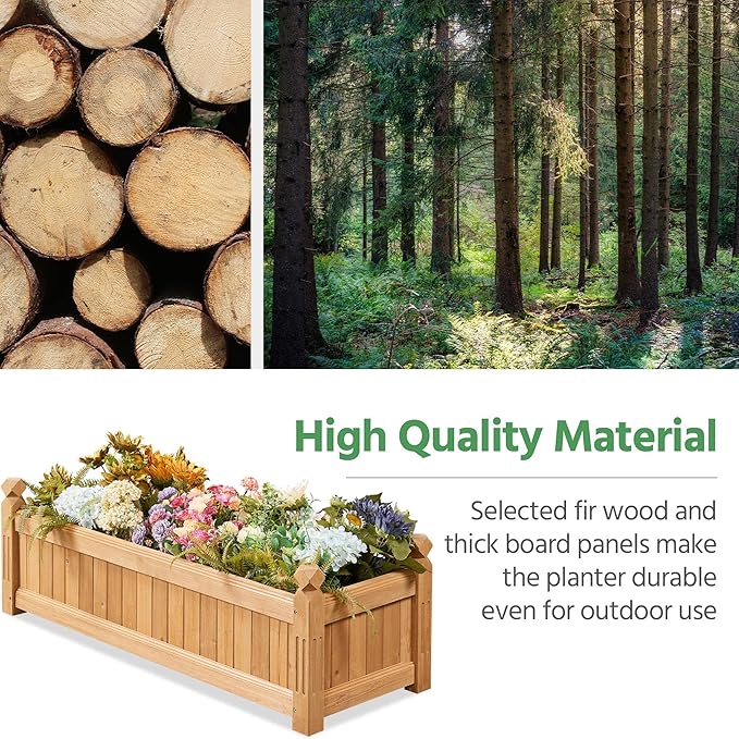 Yaheetech 43.5″ L×16″ W×14″ H Wooden Raised Garden Bed, Horticulture Wood - Image 4