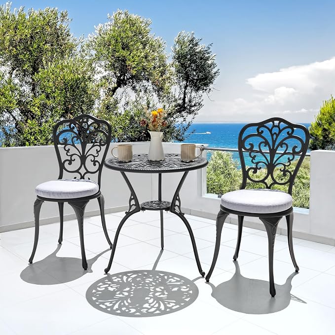 NUU GARDEN 3 Piece Outdoor Bistro Table Set, All Weather Cast Aluminum Patio - Image 2