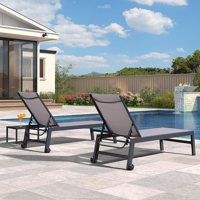 PURPLE LEAF Outdoor Chaise Lounge Set of 4 Aluminum Patio Chair - Image 3