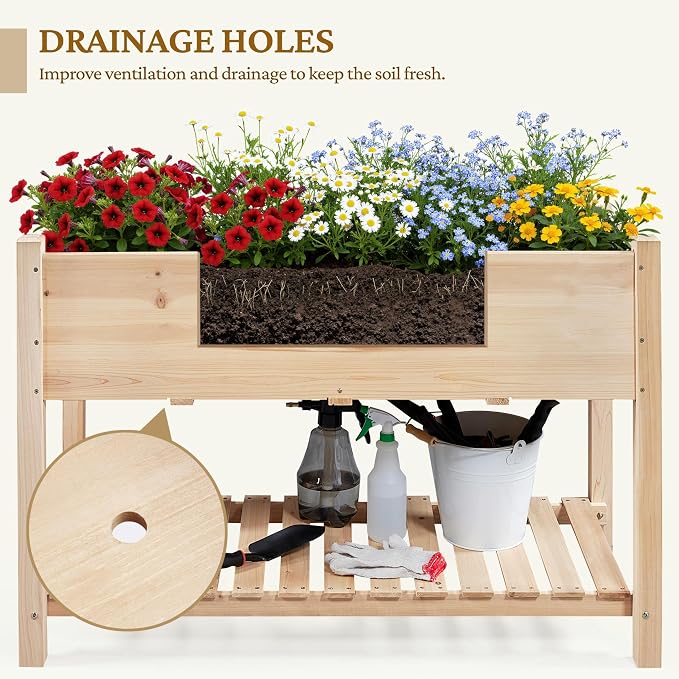 Yaheetech 47x23x32in Wooden Raised Garden Bed - Image 3