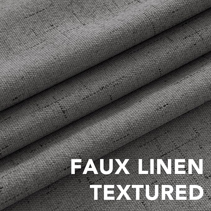 H.VERSAILTEX Primitive Linen Curtains 100% Blackout Curtain Drapes Burlap - Image 4