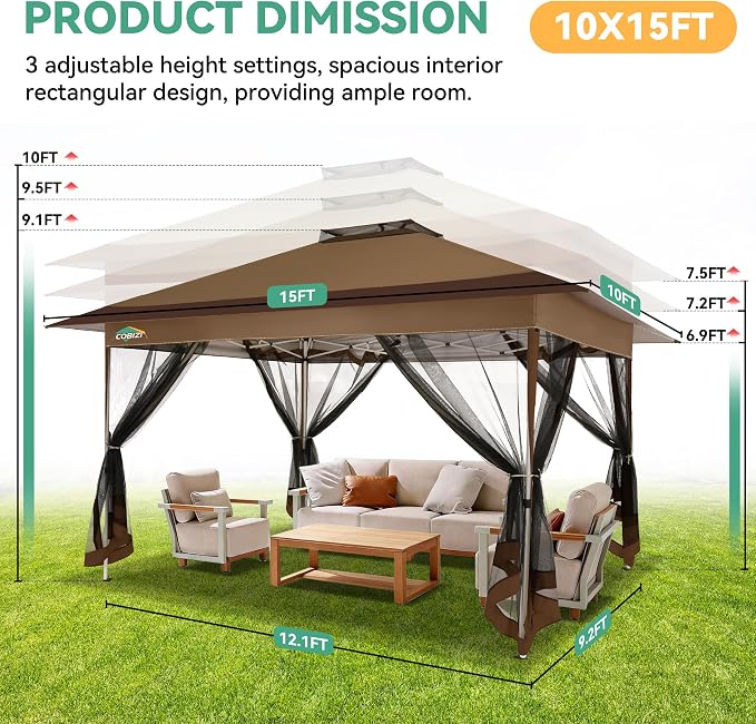 COBIZI 10x15 FT Pop up Gazebo on Clearance - Image 7
