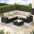 Jing's Villa 6-Piece Patio Furniture Set, All-Weather Outdoor Wicker Sectional by JingsVillaOutdoorFurniture