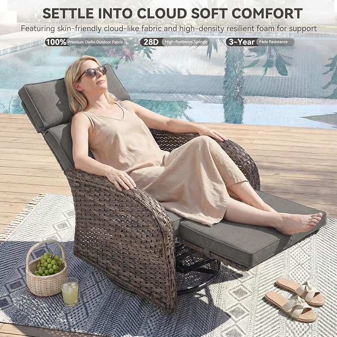 Zero Gravity Patio Swivel Rocking Recliner Chair - Image 3