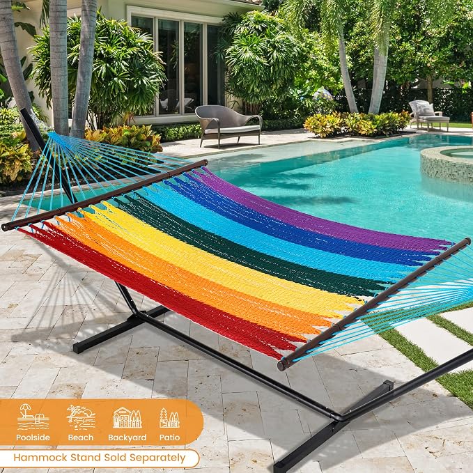 Lazy Daze Hammocks 10.5 FT Double 2 Person Caribbean Rope Hammock, Hand Woven - Image 2