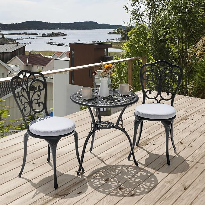 NUU GARDEN 3 Piece Outdoor Bistro Table Set, All Weather Cast Aluminum Patio - Image 3