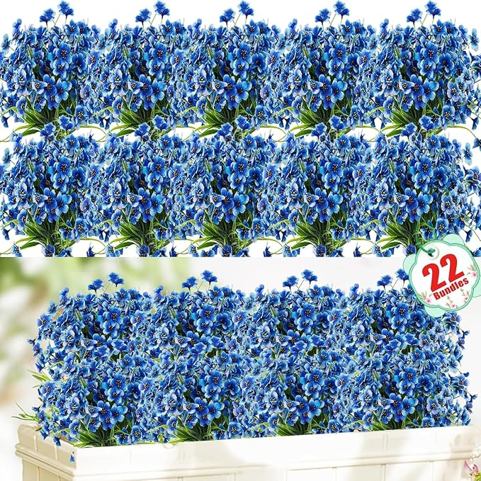 22 Pack Artificial Flowers Outdoor Fake Plants, Faux Flowers UV Resistant by Powbrace