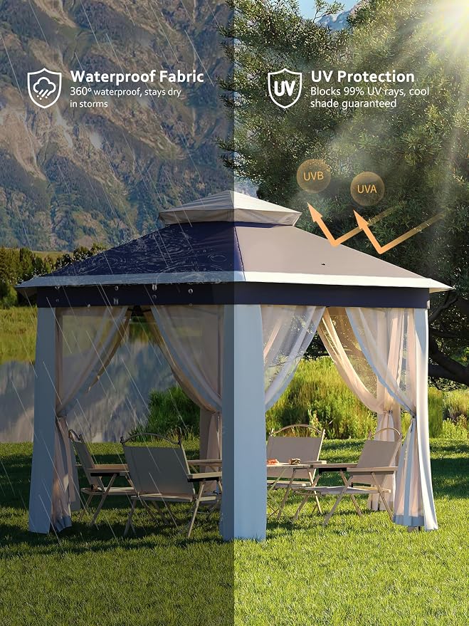 Garvee Pop Up Gazebo Screen Tent, Hexagonal Instant Gazebo Tent - Image 4