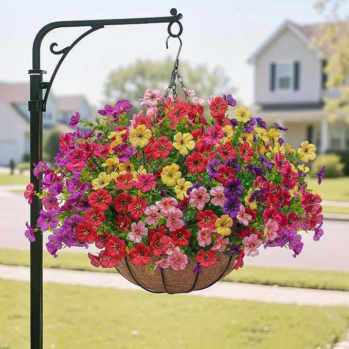 Artificial Faux Hanging Plants Flowers Basket by Tiabean