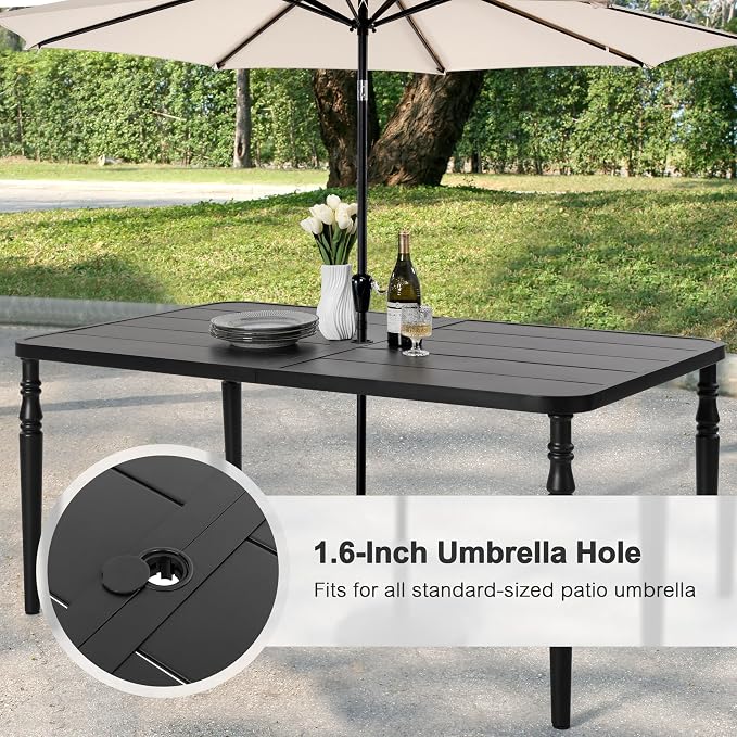 NUU GARDEN Weather-Resistant Outdoor 61” x 37” Rectangle Metal Dining Table - Image 7