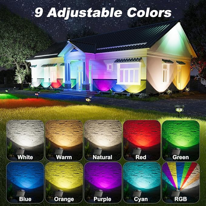 Solar Spot Lights Outdoor Waterproof IP68, RGB Colors Changing Solar Lights - Image 3
