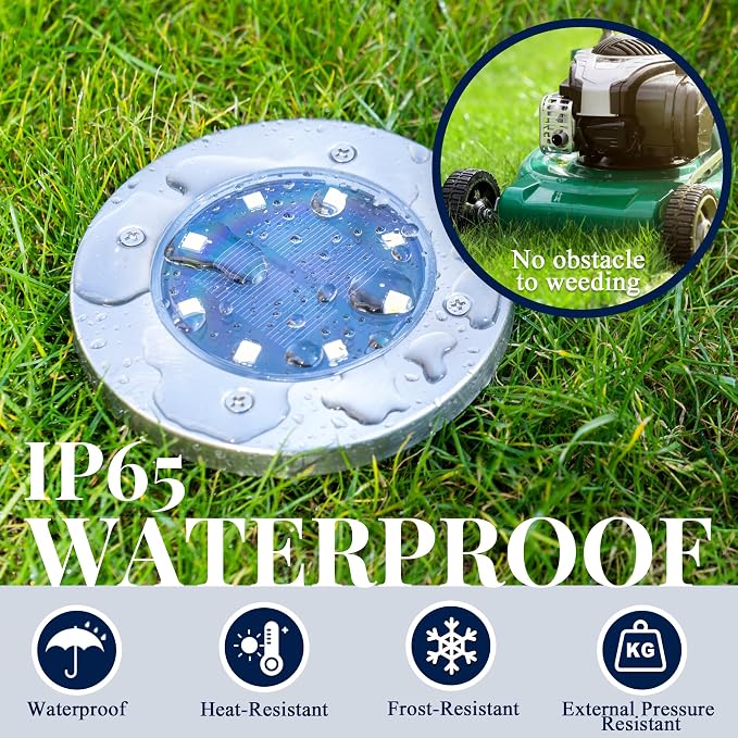 SOLPEX Solar Ground Lights, 16 Pack Solar Lights Outdoor Waterproof, 8 LED - Image 6