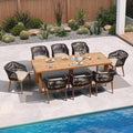 PURPLE LEAF 9 Pieces Outdoor Dining Set Patio Furniture Set Aluminum Rattan by PURPLELEAF
