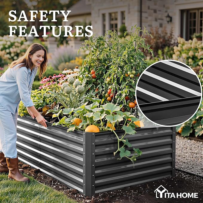 YITAHOME 8x4x2ft Large Raised Garden Bed Kit, Galvanized Metal Planter Box - Image 6