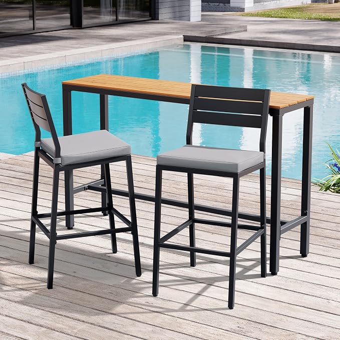 Crestlive Products Outdoor Bar Table and Chairs Set, 3 Piece Outside Patio Bar by CrestliveProducts
