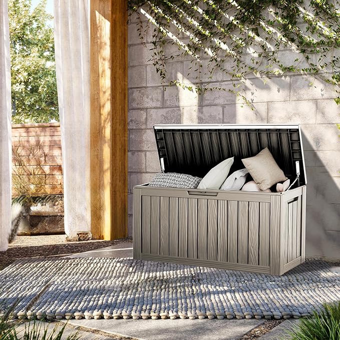 TARKARI 80 Gallon Lockable Resin Deck Box, Waterproof & UV-Resistant Outdoor - Image 4
