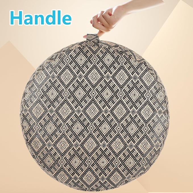 Woven Inflatable Ottoman D21”x H10” Outdoor Indoor Pouf Patio Footrest Stool - Image 3
