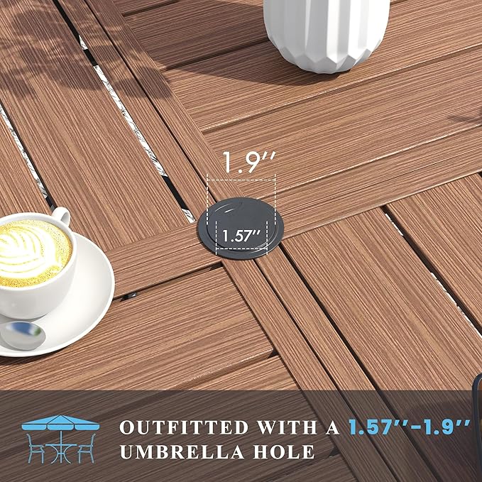 VICLLAX Patio Table and Chair Set of 8, All Weather Metal Round Outdoor Dining - Image 5
