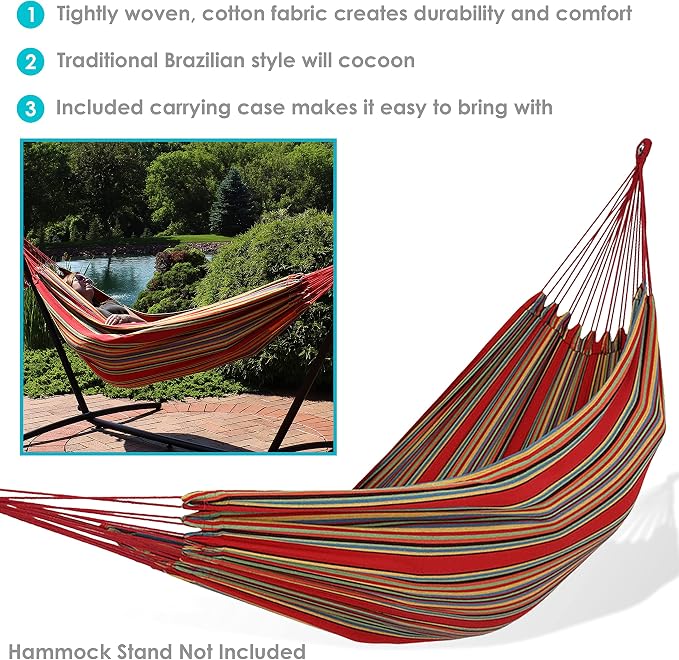 Sunnydaze Double Brazilian Cotton Hammock - Image 2